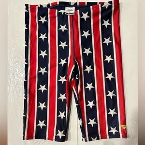 Speedo Swim Shorts Flag Striped Stars Pro LT Jammer Swimsuit MENS SIZE 32